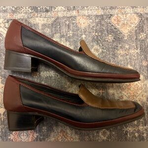 TriColour Amalfi Genuine Leather Loafers Kitten Heel Made in Italy